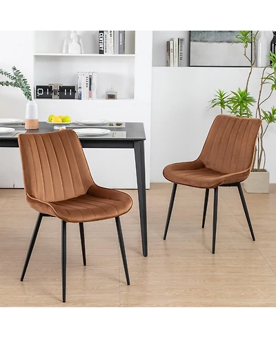 Dyhome Mid Century Dining Chairs, Upholstered Metal Side Chair