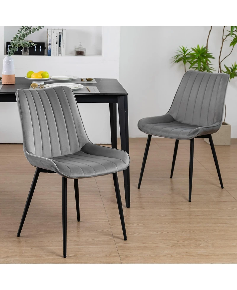 Dyhome Mid Century Dining Chairs, Upholstered Metal Side Chair