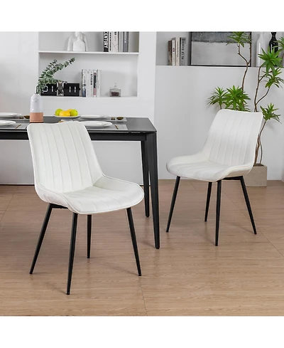 Dyhome Mid Century Dining Chairs, Upholstered Metal Side Chair