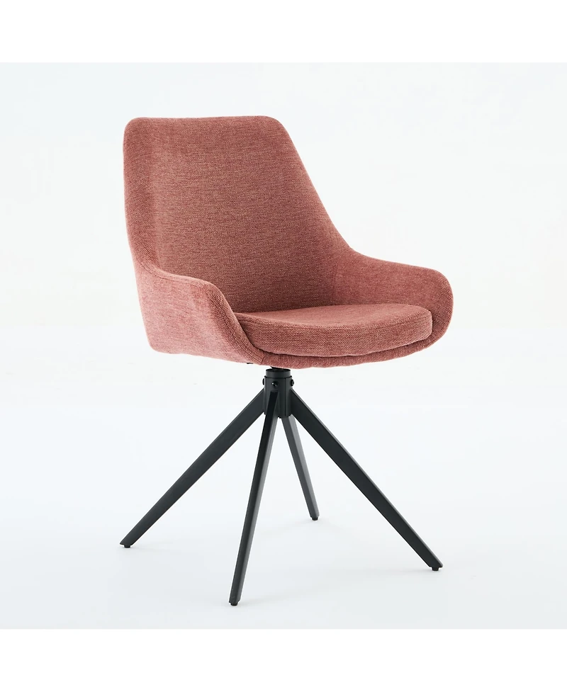 Dyhome Swivel Dining Chairs Set of 2, Mid Century Modern Room with Metal Frame, Linen Upholstered Back Side Chair