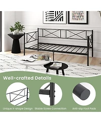 Twin Size Platform Bed Frame with Heavy-Duty Metal Slat Support