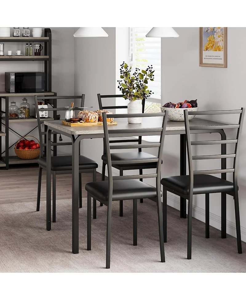 gaomon Dining Table Set for 4, 5 Piece Small Space Dining Set Table with 4 Upholstered Chairs Compact Dinette Set for 4 Kitchen & Dining Room Furnitur