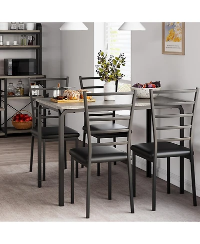 gaomon Dining Table Set for 4, 5 Piece Small Space Dining Set Table with 4 Upholstered Chairs Compact Dinette Set for 4 Kitchen & Dining Room Furnitur