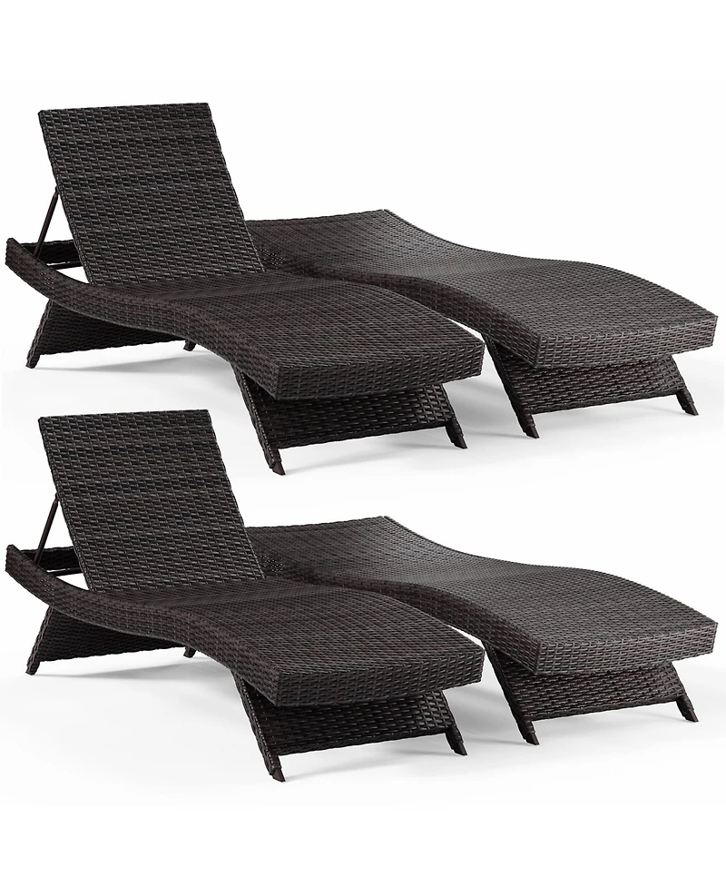 Nestl Outdoor Patio Chaise Wicker Lounge Chair with Reclining Backrest