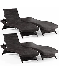 Nestl Outdoor Patio Chaise Wicker Lounge Chair with Reclining Backrest