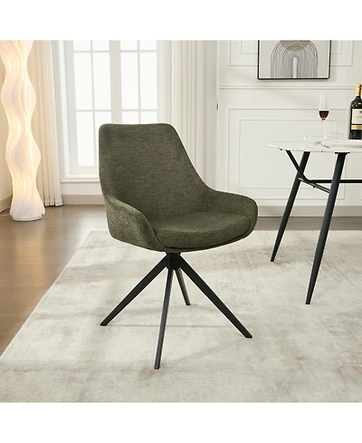 Dyhome Linen Upholstered Swivel Side Chair, Mid Century Modern Dining Chairs with Metal Frame, Set of 1