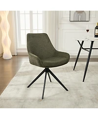Dyhome Linen Upholstered Swivel Side Chair, Mid Century Modern Dining Chairs with Metal Frame, Set of 1