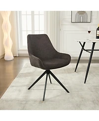 Dyhome Linen Upholstered Swivel Side Chair, Mid Century Modern Dining Chairs with Metal Frame, Set of 1