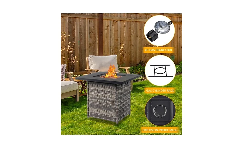 Slickblue 50000 Btu Gas Firepit with Volcanic Stone - Fire Table