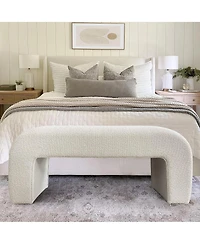 47" Upholstered Scroll Velvet Waterfall Bench/Chenille Entryway Bench-Maison Boucle