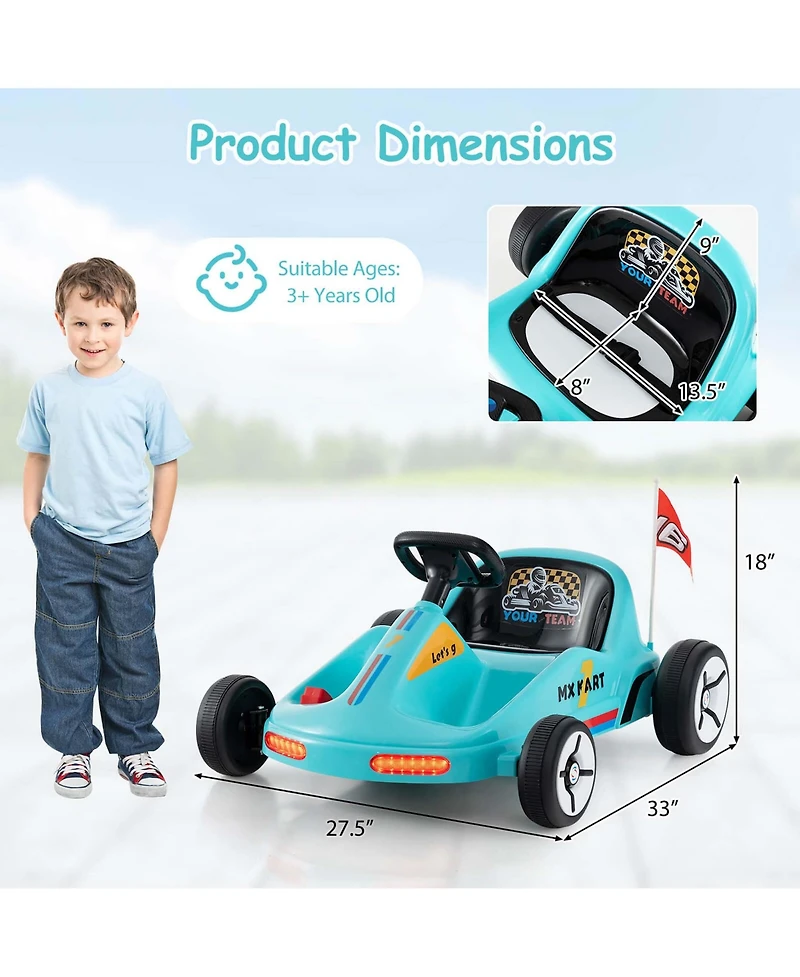 12V Kids Electric Go Kart 7AH Battery Powered Ride on Race Toy with Remote Control
