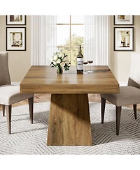 Tribesigns Square Dining Table for 4, 31.5-Inch Kitchen Table Small Dinner Table with Sturdy Pedestal Base, Farmhouse Dining Room Table