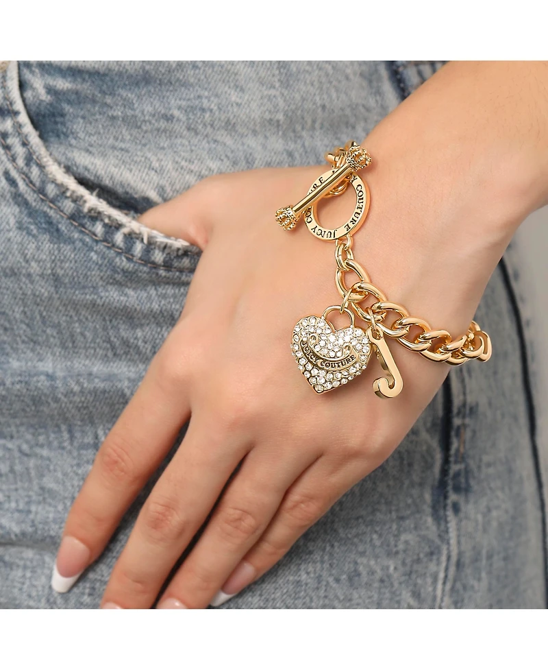 Juicy Couture Toggle Bracelet with Crystal Heart Charm
