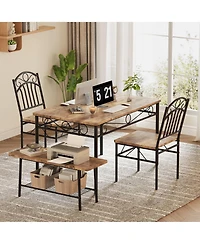 Industrial Dining Table Set for 4,Kitchen Table with Chairs Set of 4,Kitchen Table Set with 2 Chairs and Bench,4 Piece Dining Room Table Set for Small
