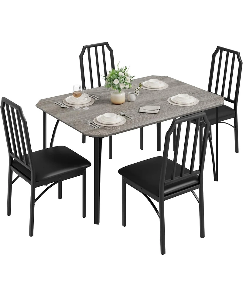 5 Pieces Dining Table Set for 4, Dining Room Table Set for 4, Small Kitchen Table for 4 with Upholstered Chairs,Dinner Table Set for 4, Kitchen Table