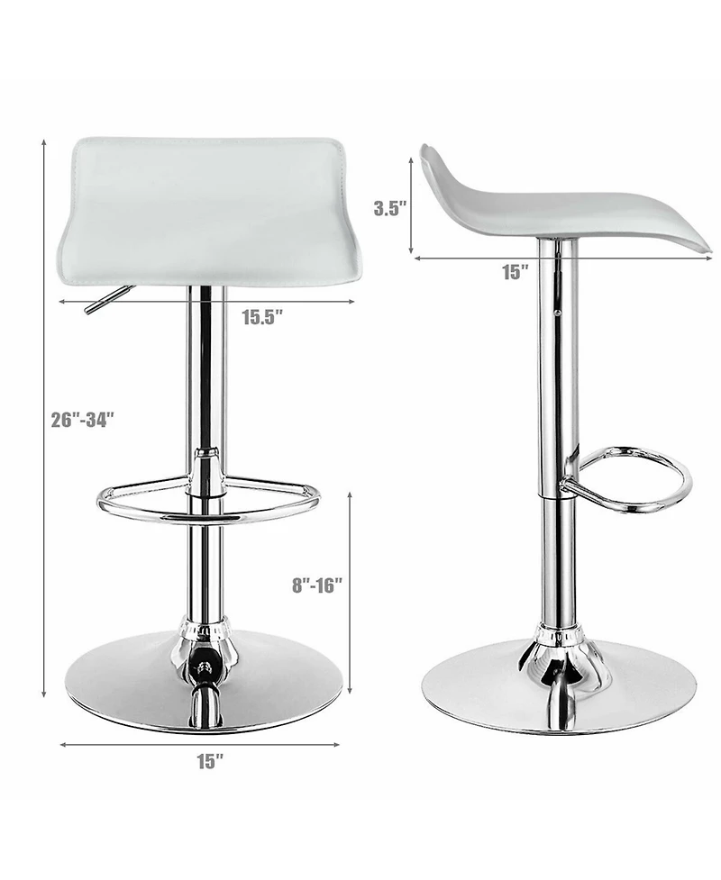 Gymax Set of 4 Swivel Bar Stool Pu Leather Adjustable Kitchen Counter Bar Chair White