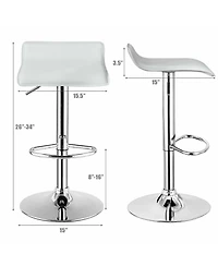 Gymax Set of 4 Swivel Bar Stool Pu Leather Adjustable Kitchen Counter Bar Chair White