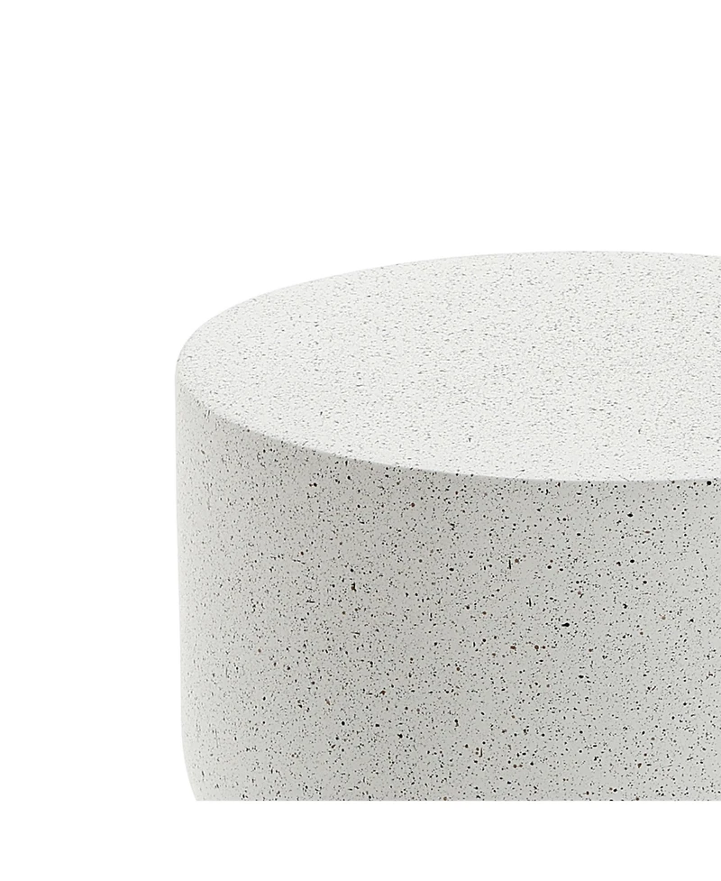 LuxenHome White with Gray Flecks Pillar Round MgO Side Table, Indoors and Outdoors