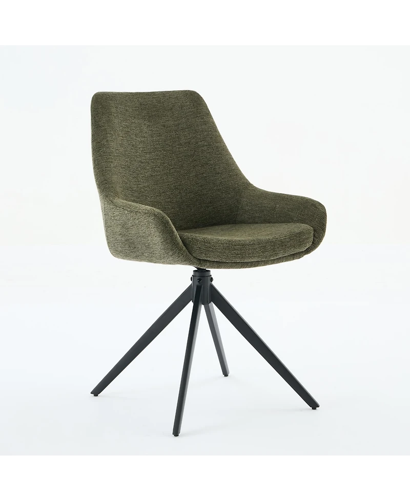 Dyhome Swivel Dining Chairs Set of 4, Mid Century Modern Room with Metal Frame, Linen Upholstered Back Side Chair