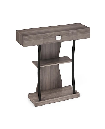 Gouun Console Table with Drawer and 2-Tier Shelves for Entryway Living Room