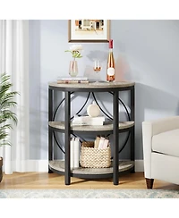 Tribesigns Half Circle Side & End Table with Storage Shelf Metal Frame, 26-Inch Tall Moon Table, Narrow Nightstand