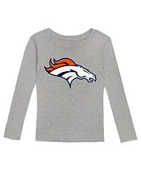 Outerstuff Big Boys and Girls Denver Broncos Long Sleeve T-Shirt and Pants Sleep Set