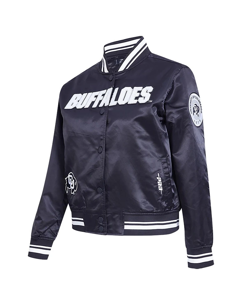 Pro Standard Women's Black Colorado Buffaloes Satin Cultivated Pearl Full-Snap Jacket