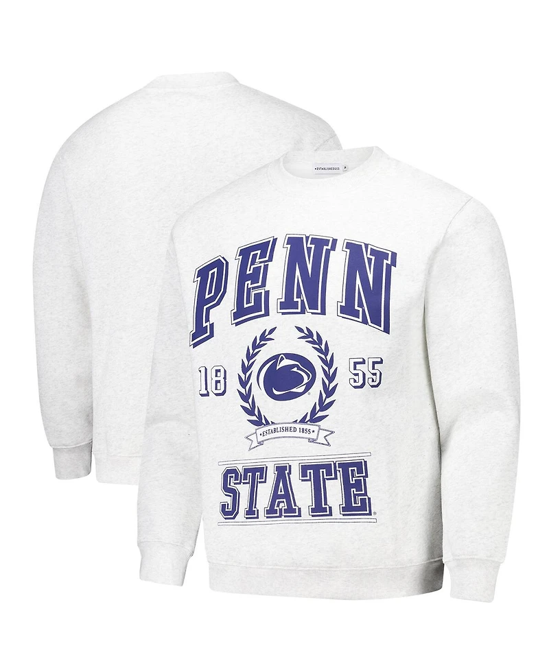 Established & Co. Men's and Women's Ash Penn State Nittany Lions Vintage Crest Pullover Sweatshirt