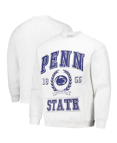 Established & Co. Men's and Women's Ash Penn State Nittany Lions Vintage Crest Pullover Sweatshirt
