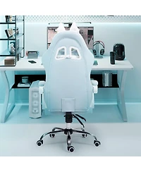 Dyhome Faux Leather Gaming Chair with Cat Paw Lumbar Cushion and Cat Ears, Ergonomic Computer Chair, Reclining Pc Game Chair