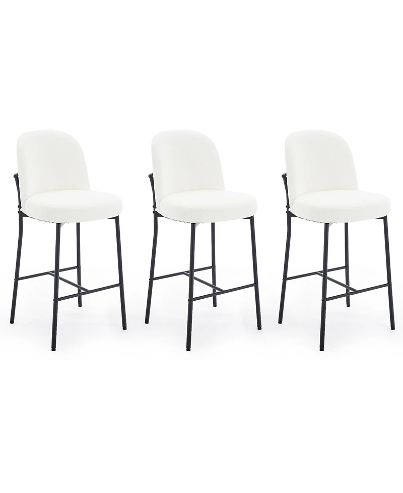 Dyhome Bar Stools Set of 3, 28 Inches Modern Counter Height Bar Stools with High Back Metal Legs, Upholstered Tall Barstools for Kitchen Island, Cafe,