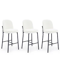 Dyhome Bar Stools Set of 3, 28 Inches Modern Counter Height Bar Stools with High Back Metal Legs, Upholstered Tall Barstools for Kitchen Island, Cafe,