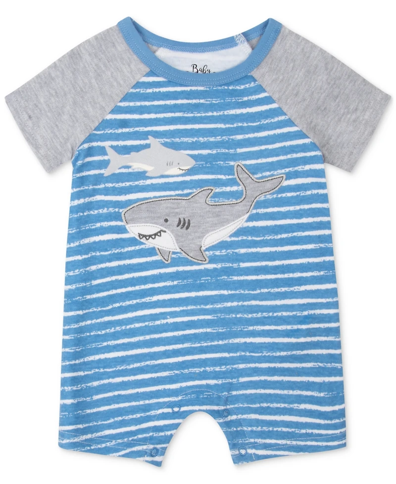 Baby Essentials Boys 2-Pc. Shark Rompers Set