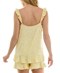 Roudelain Women's Printed Ruffled Cami Pajama Set
