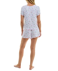Roudelain Women's Printed Pointelle Short Pajama Set