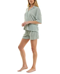 Roudelain Women's Knitted Gauze Short Pajama Set