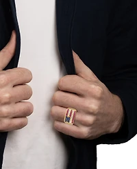 Men's Multi Lab Grown Gemstone Flag Ring (1-3/4 ct. t.w.) in 14k Gold-Plated Sterling Silver
