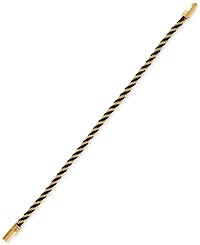 Esquire Men's Jewelry Black Cord Intertwined Rope Link Bracelet in Gold-Tone Ion-Plated Stainless Steel, Exclusively at Macy's