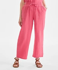 Style & Co Petite Gauze Wide-Leg Pull-On Pants, Created for Macy's
