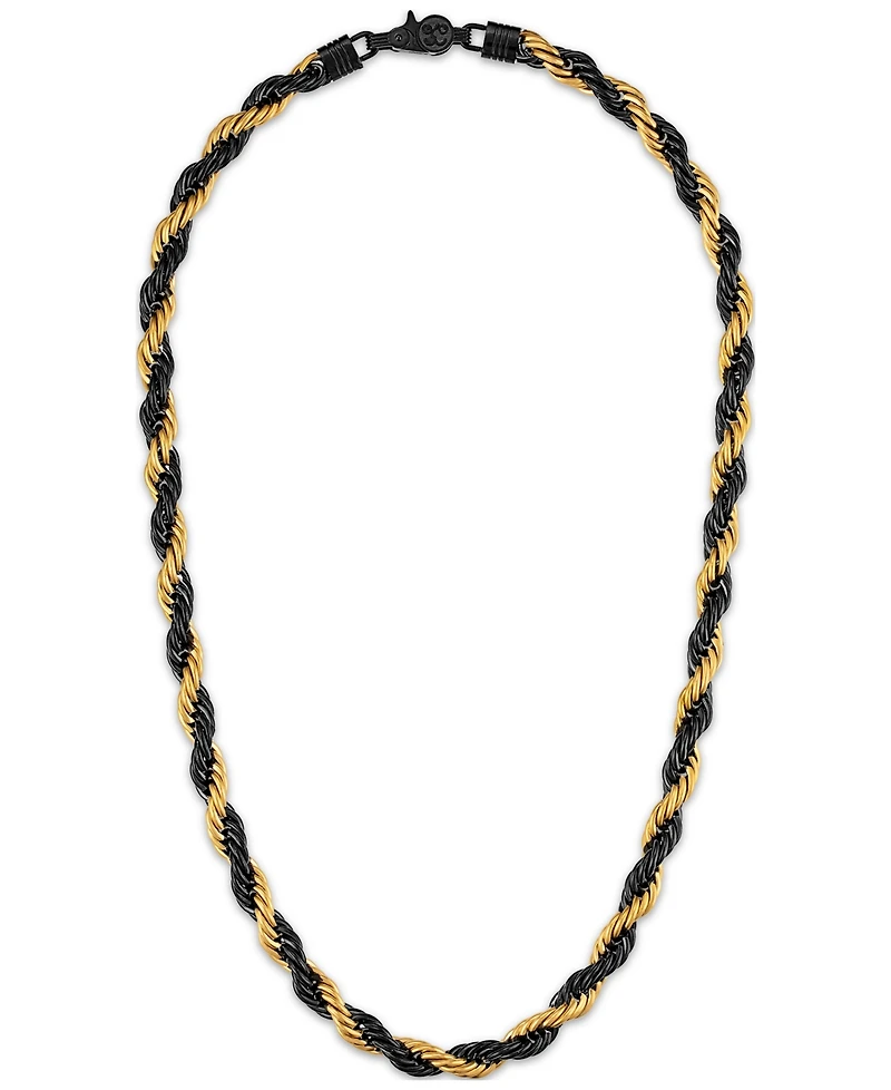 Esquire Men's Jewelry Intertwined Rope Link 22" Chain Necklace in Black & Gold-Tone Ion-Plated Stainless Steel, Exclusively at Macy's