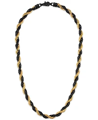 Esquire Men's Jewelry Intertwined Rope Link 22" Chain Necklace in Black & Gold-Tone Ion-Plated Stainless Steel, Exclusively at Macy's
