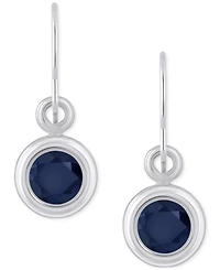 Sapphire Bezel Fish Hook Drop Earrings (3/4 ct. t.w.) 10k Gold (Also Available Ruby & Emerald)