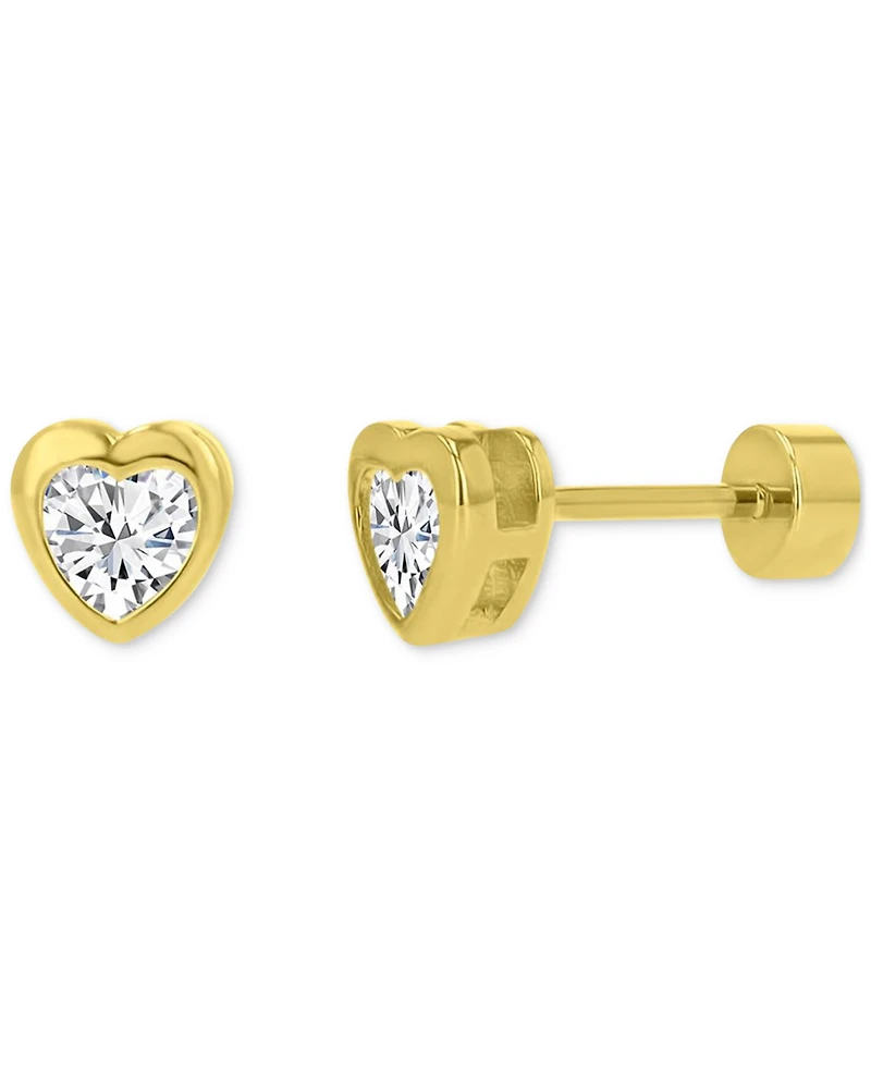 Cubic Zirconia Heart Stud Earrings (3/4 ct. t.w.) 14k Gold-Plated Sterling Silver