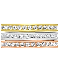 3-Pc. Set Cubic Zirconia Stack Rings (2-1/2 ct. t.w.) Tri-Tone Sterling Silver