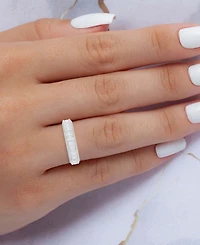 Pave & Square Cubic Zirconia Stack Ring Sterling Silver