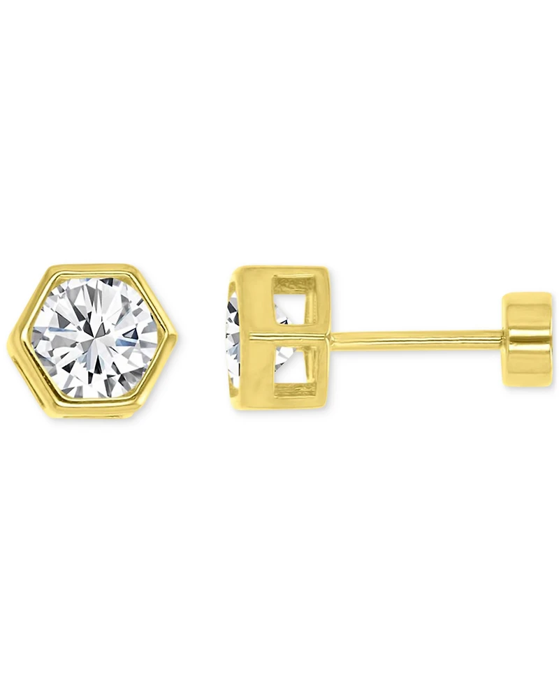 Cubic Zirconia Hexagon Stud Earrings (1-1/4 ct. t.w.) 14k Gold-Plated Sterling Silver