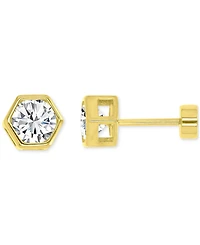 Cubic Zirconia Hexagon Stud Earrings (1-1/4 ct. t.w.) 14k Gold-Plated Sterling Silver