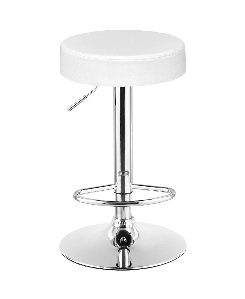 Gymax 1 Pc Bar Stool Round Leather Seat Chrome Leg Adjustable Hydraulic Swivel
