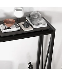 gaomon Side Table Entryway 2-Tier Console with Storage Narrow Sofa V Design 43" Industrial for Hallway L