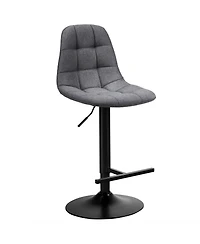 Gymax Set of Adjustable Bar Stools Swivel Counter Height Linen Chairs with Back